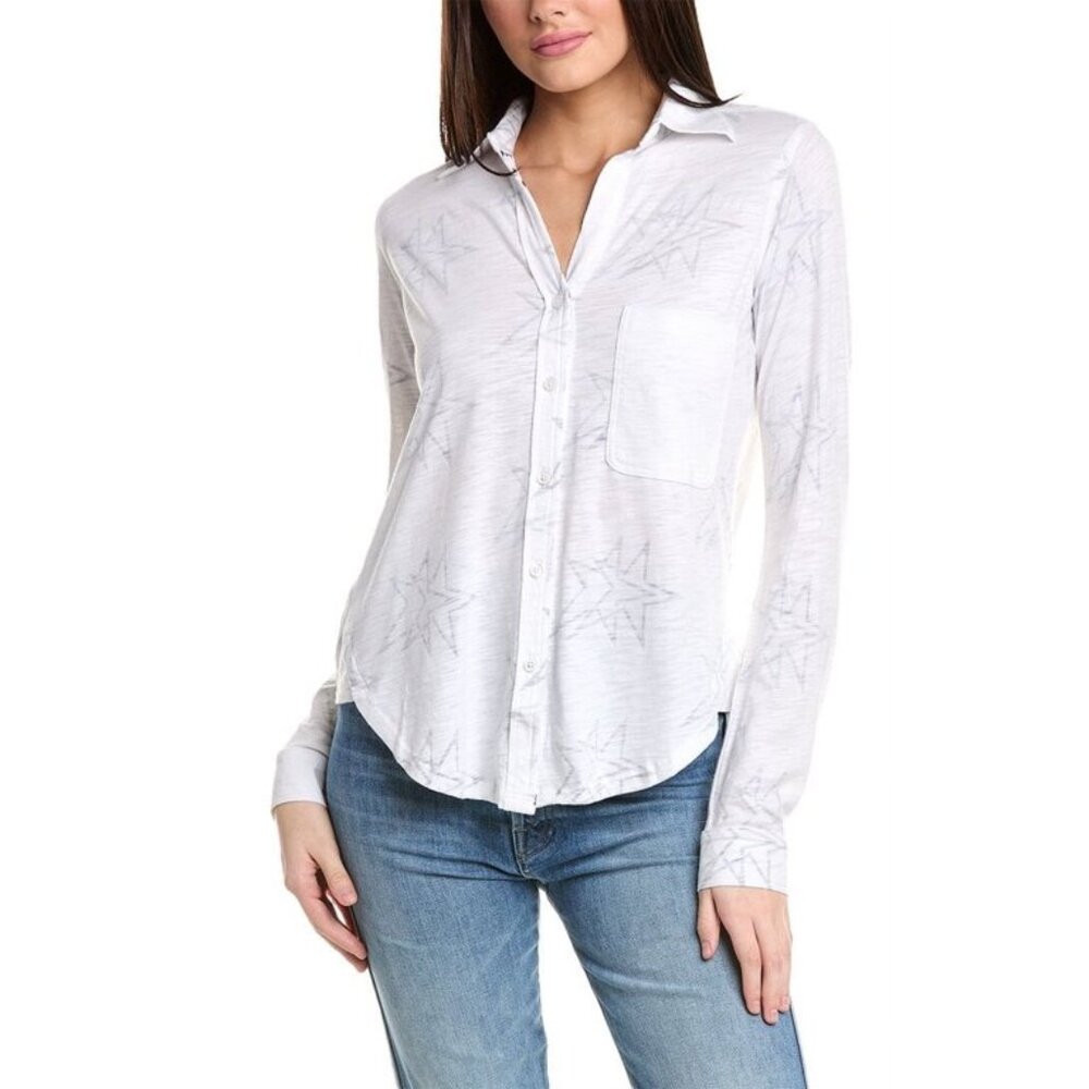 CHRLDR women Twin Stars Amrat Jersey  blouse down up white Size Large